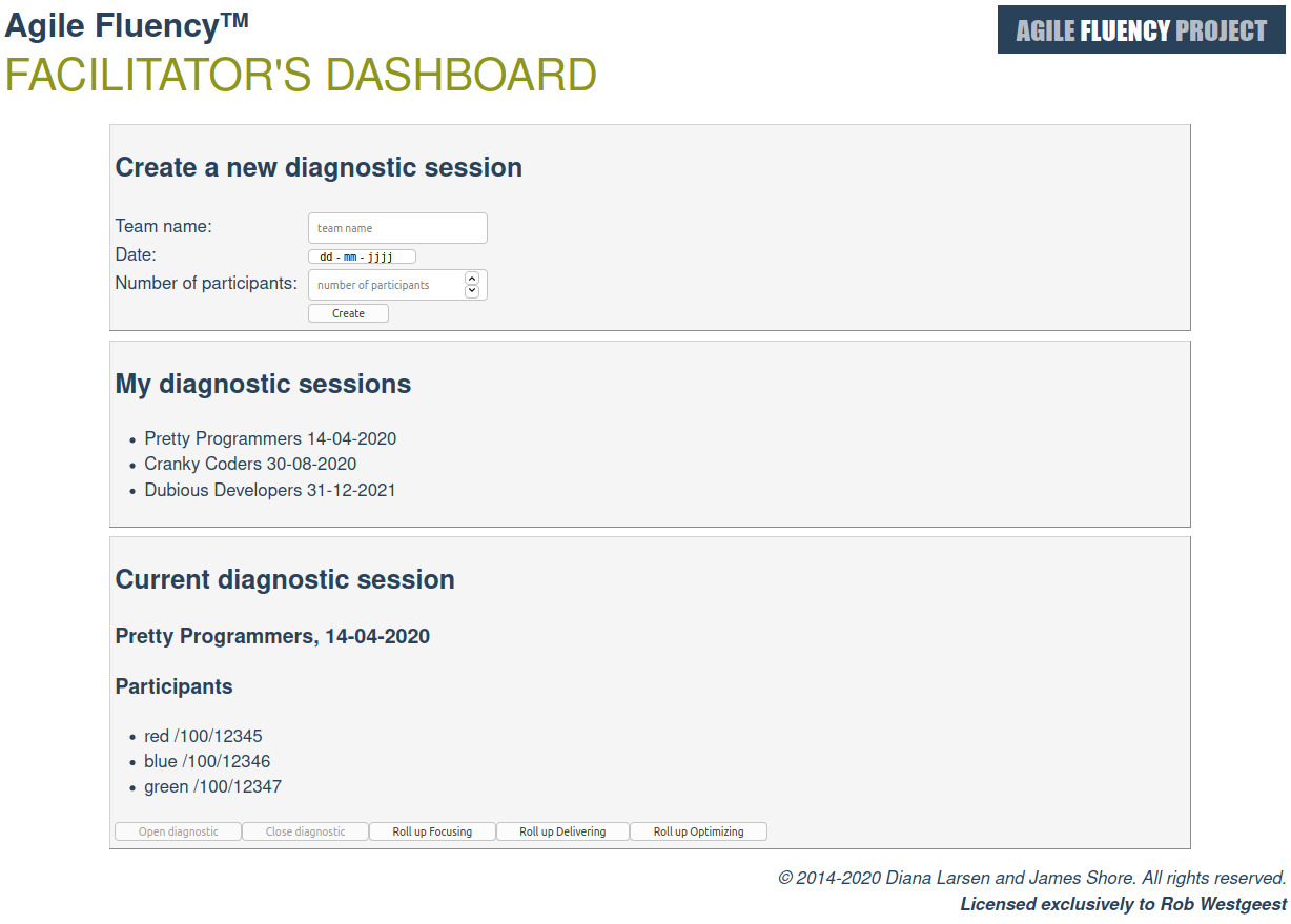 AFP facilitator's dashboard April 2020