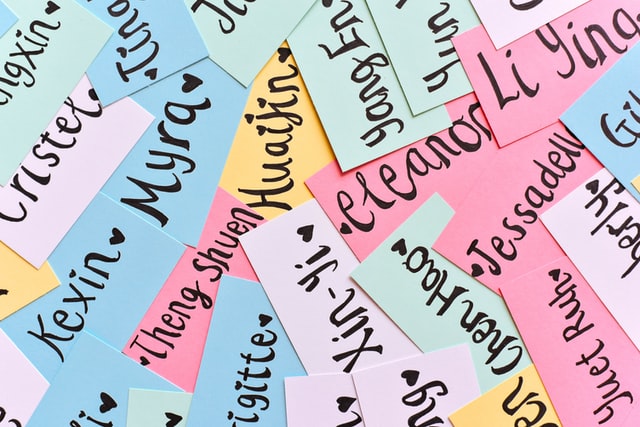 picture of a stack of colorful name cards