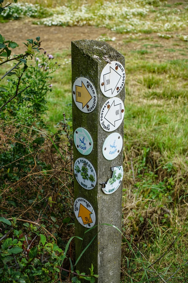 English public footpath signpost